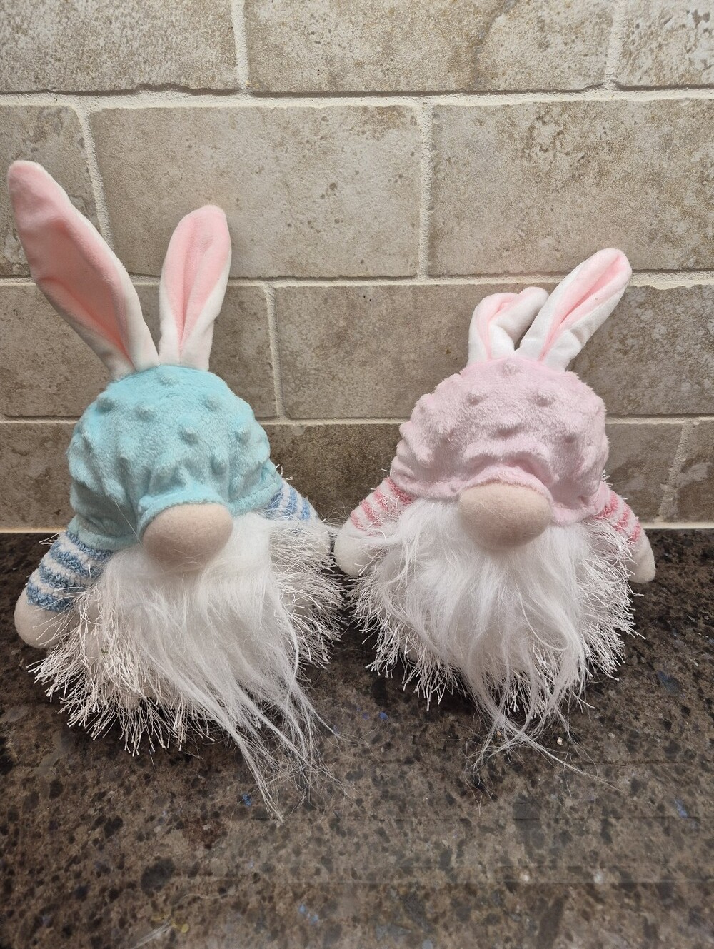 Plush Gnome Bunny Glow Light Up Night light Set Of 2 Small Pink & Blue Baby Room